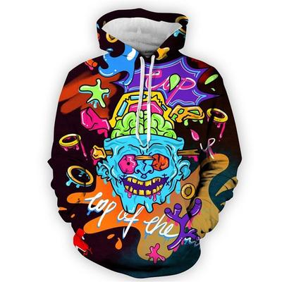 Halloween kreslená pánská mikina graffiti vzor s kapucí sůl animace s potiskem Loose Tide Top