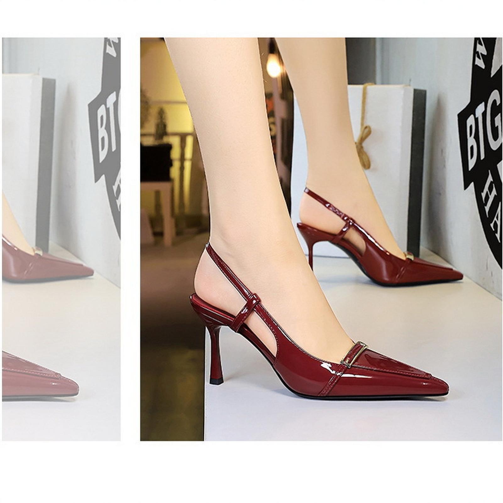 Women s Leather Metal Buckle Backless Stiletto Party Pumps 40 винный 3480₽
