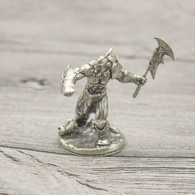 Solid White Copper Tribal Warrior Figurine Retro War Model Desktop Decor Gift for Men