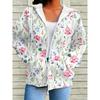 Women's Printed Zipper Hoodie - Casual Loose Pocket Long Sleeve Front Zipper Detail Hoodie, Suitable for Autumn/Winter