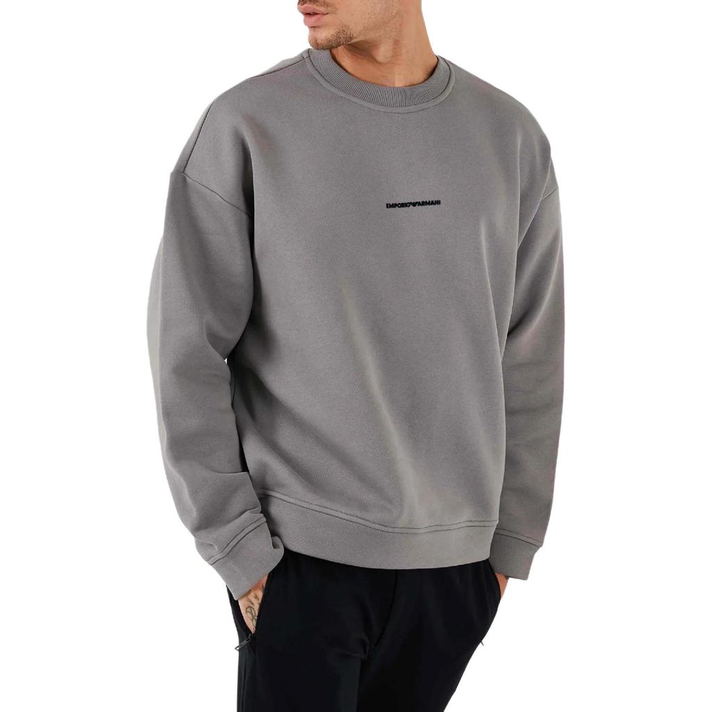 Emporio Armani Sudadera con Estampado de Letras y Logo FW24 Cuello Redondo Manga Larga Hombre sudadera Gris 6D1M95-1JTAZ-06K3