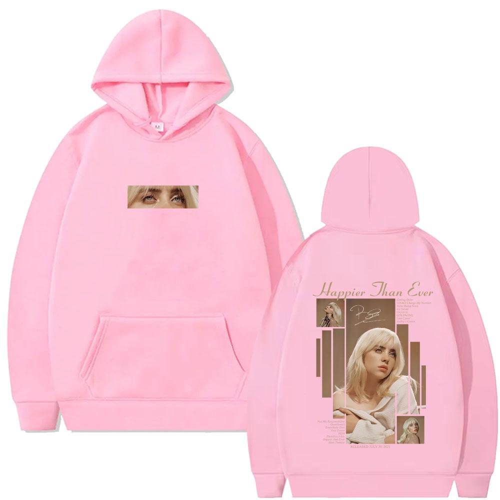 Happier Than Ever Hoodie Men Women Fashion Pop Music Pullover Hoodies Man Vintage Hip Hop Oversized Fleece Cotton Tracksuit