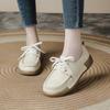 Women Casual Laceup Loafers Comfort Soft Sole Daily Walking Shoes Fashion Round Toe Flat Genuine LeatherShoes Outdoor Travel