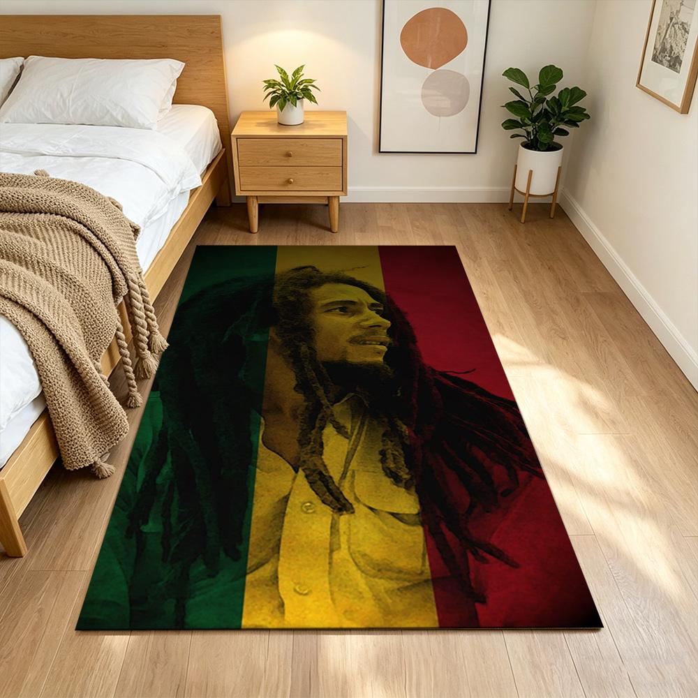 Bob Marley Floor Mat Suitable for Living Rooms Balcony Entryway Playrooms Anti-slip Rug Anime Office Decor Best for Christmas