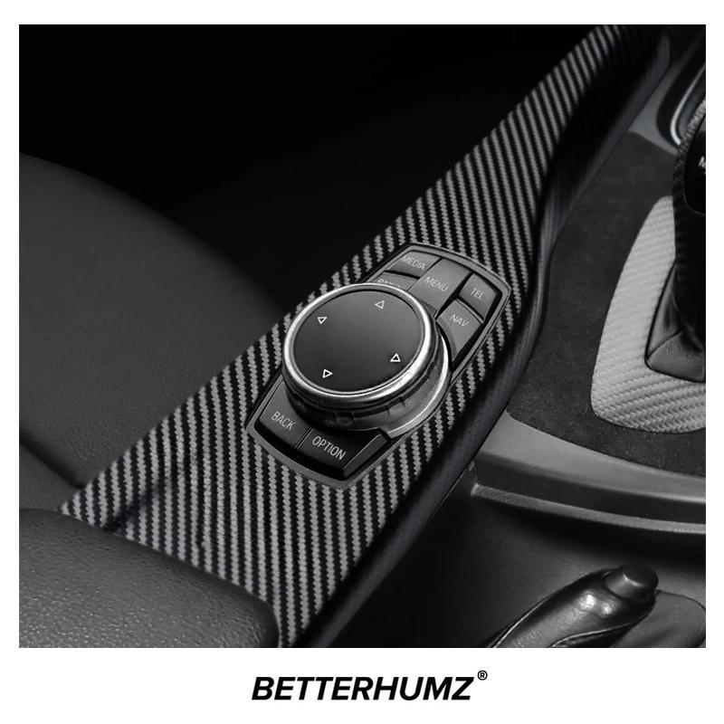 Carbon Fiber PVC Center Console Multimedia Knob Panel Trim Cover For BMW F30 F31 F32 F33 F34 F35 F36 Car Interior Accessories