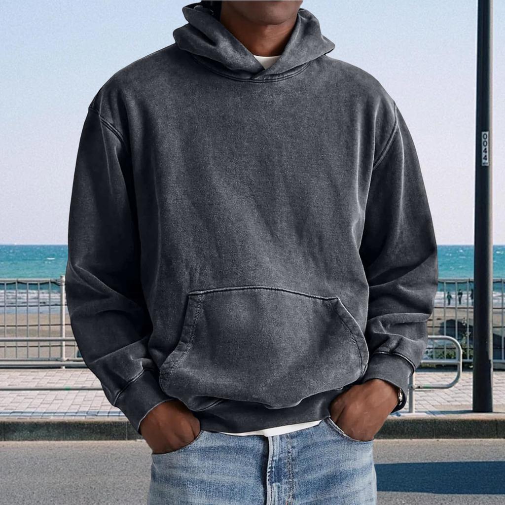 Men Hooded Pullover With Pocket Long Sleeve Sweatshirt Workout Tops Fall Fashion Hoodie