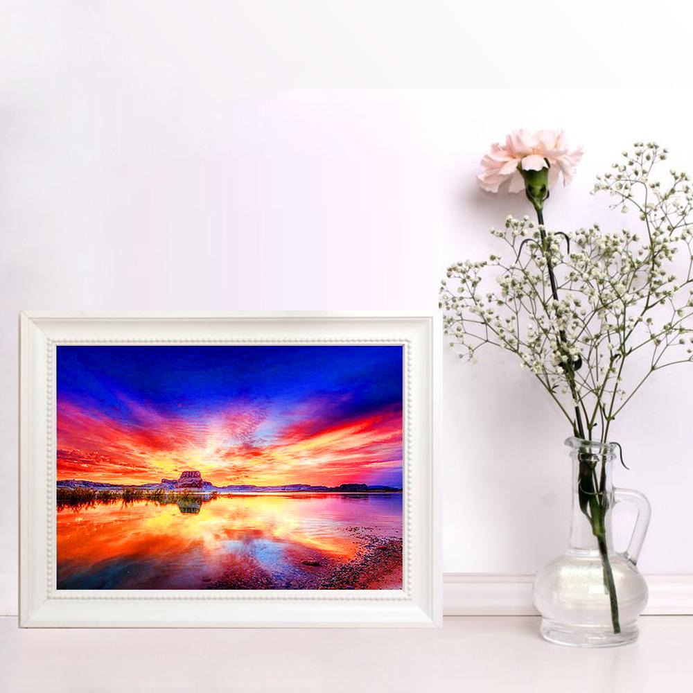 Diamond Art Painting Sunset Seaside Landscape Full Square/round Embroidery Mosaic Flower Scenery Cross Stitch Home Decor