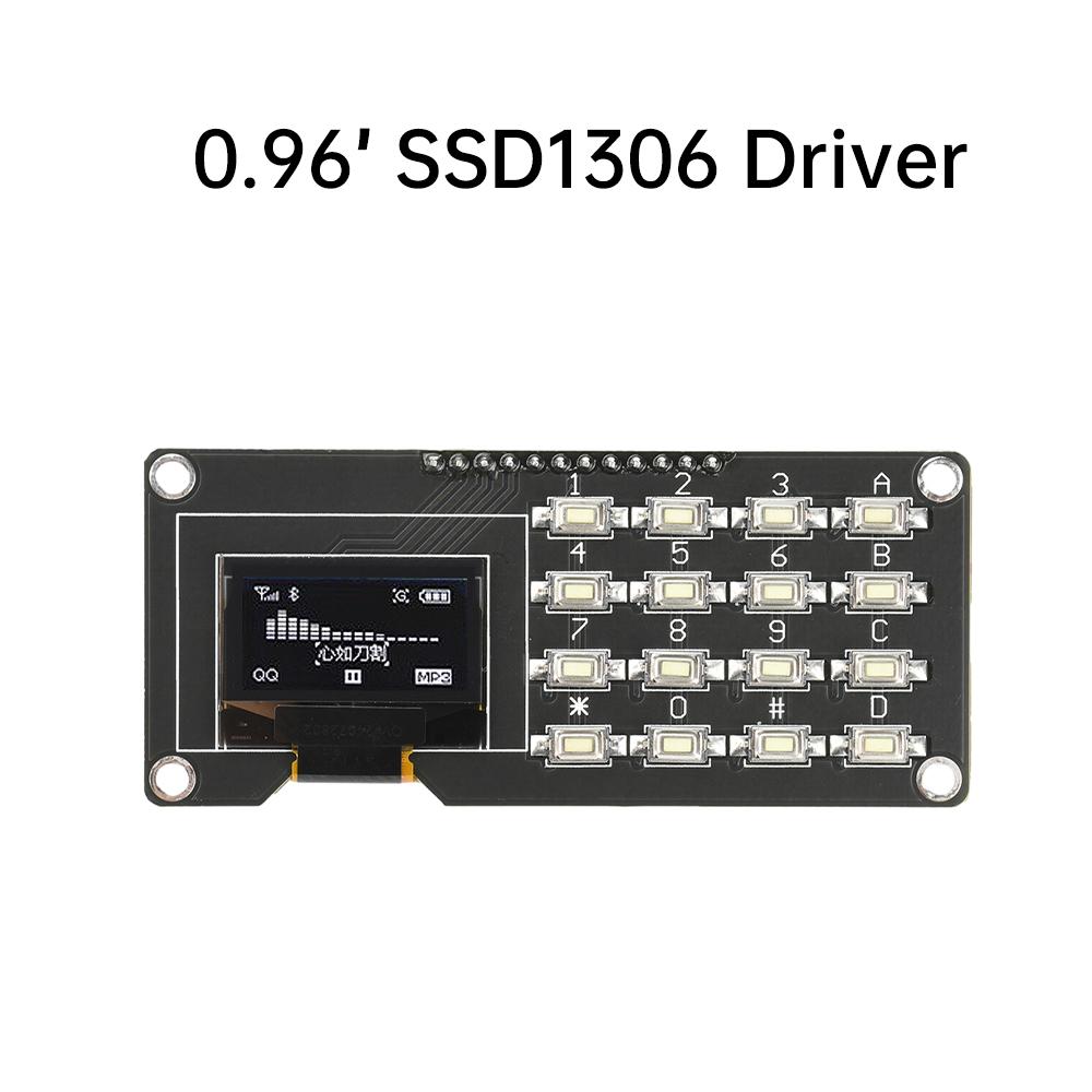 0,96/1,3-Zoll OLED-Display IIC Weiß SH1106 SSD1306 SSD1315 mit 4x4-Tastatur 16P-Tasten-Display-Modul