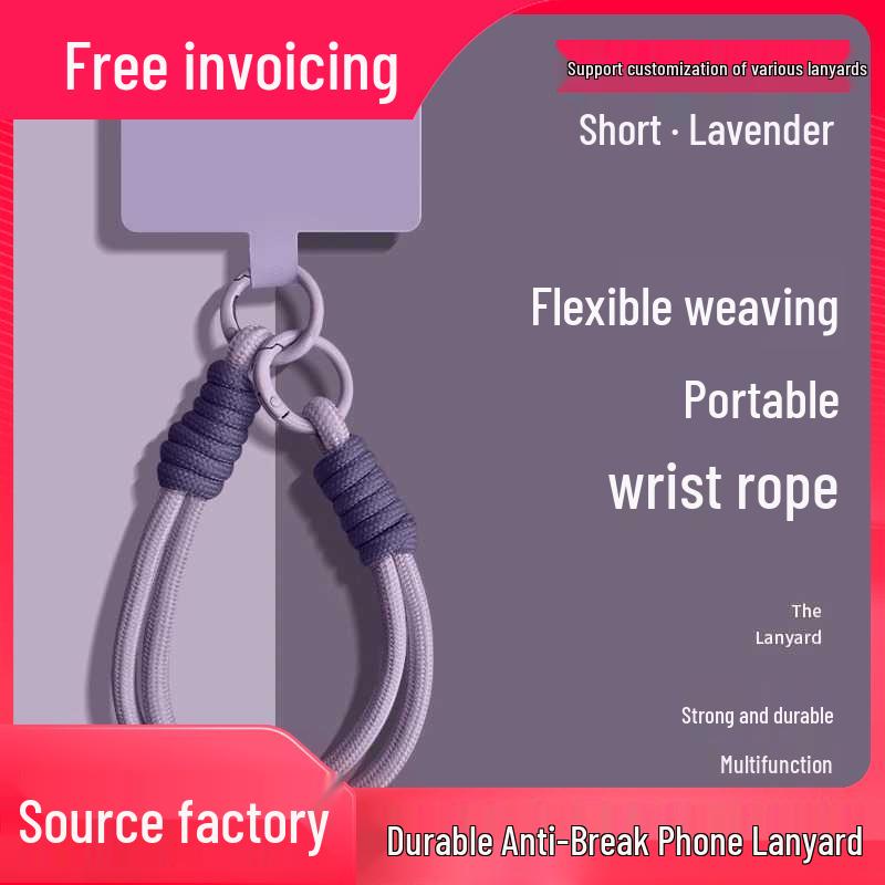 Popular Color-Block Phone Lanyard: Multifunctional Anti-Loss Case, Earphone Cover, Toy Bag, Woven Wrist Strap