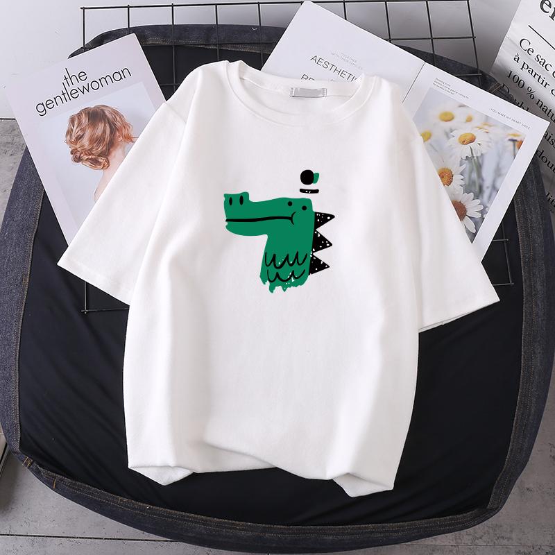 Letní tričko s krátkým rukávem oversized triko Roztomilý vzor topů Dámská trička Tričko se vzorem zvířecí kachny Bílá dámská trička