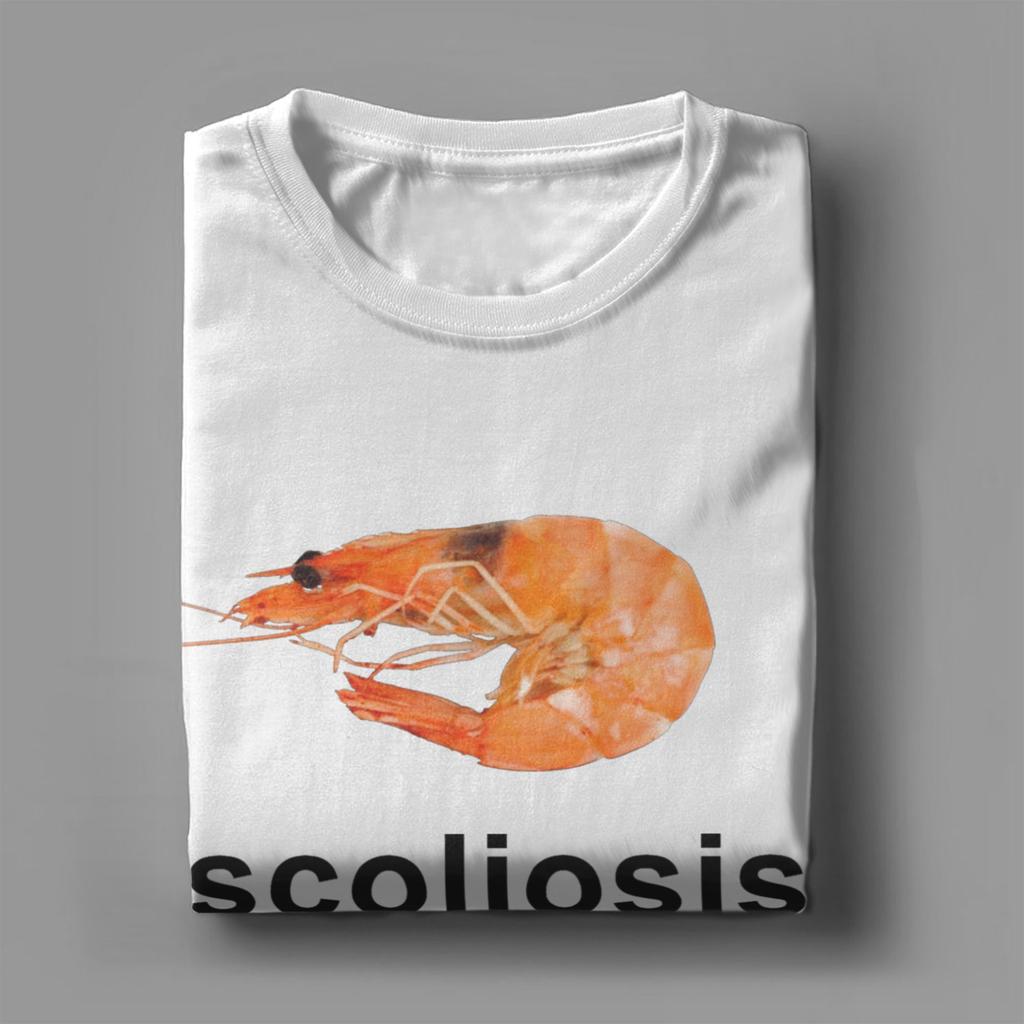 Skolioza Krewetka Krewetki Mem Koszulki Męskie 100% Bawełna Moda dla Mężczyzn Koszulki Okrągły Dekolt T-shirty Krótki Rękaw Ubrania Duży Rozmiar
