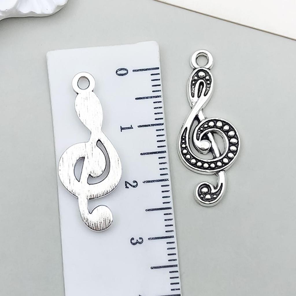 Starožitný stříbrný slitinový přívěsek ve tvaru noty na kytaru pro DIY šperky