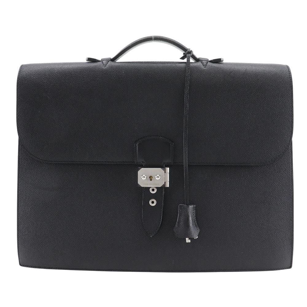 HERMES Sac Adepeche 38 Business bag black/SilverHardware Epsom mens Used
