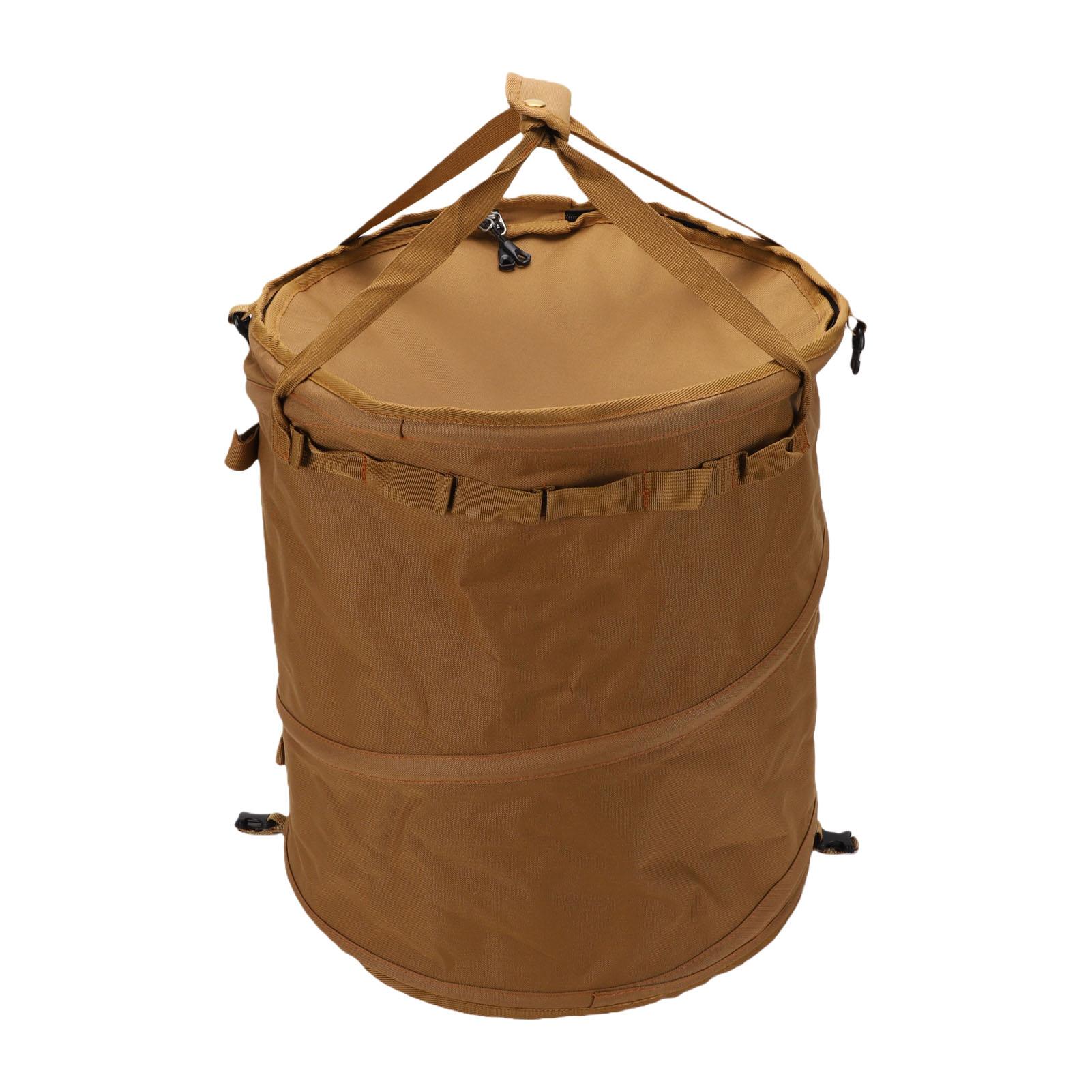 Opvouwbare Camping Afvalbak Opvouwbare Wasbaremand Pop-up Opbergbak voor Binnen en Buiten 62L bruin