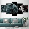 Canvas Painting Popular Leopard and Woman 5 Pieces Wall Art Painting Modular Wallpapers Poster Print for living room Home Decor
