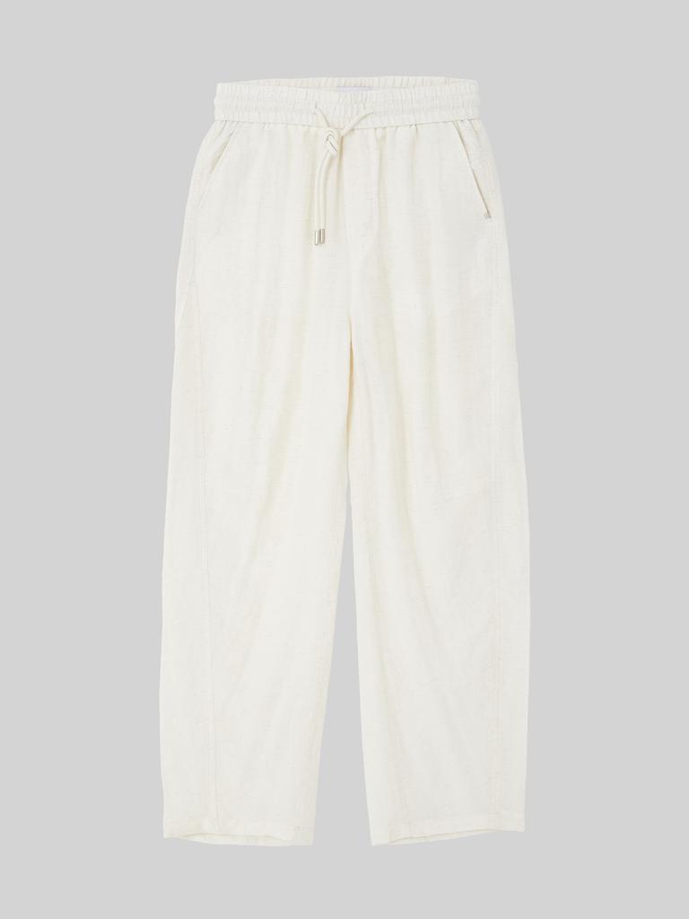 IKALOOK Sleeve Coated Linen Elastic Waist Pants Dpt150