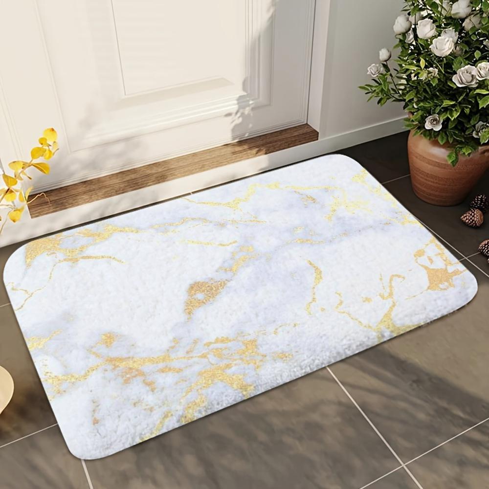 1pc Luxury Golden Marble Bath Mat Absorbent Anti Slip Soft Carpet for Bathroom Kitchen Home Decor Floor Mat