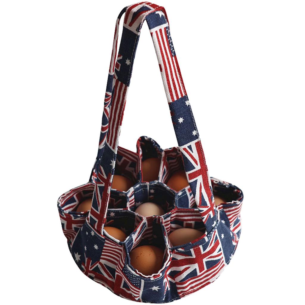 Faltbarer Sammelkorb mit Griff Leinwand Ente und Hühnereier Aufbewahrungstasche Praktischer Eierorganisator Küchenutensilien