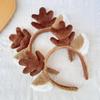 Plush Christmas Reindeer Antlers Hairband with Ears Headband Christmas Props Hair Hoop  Gift