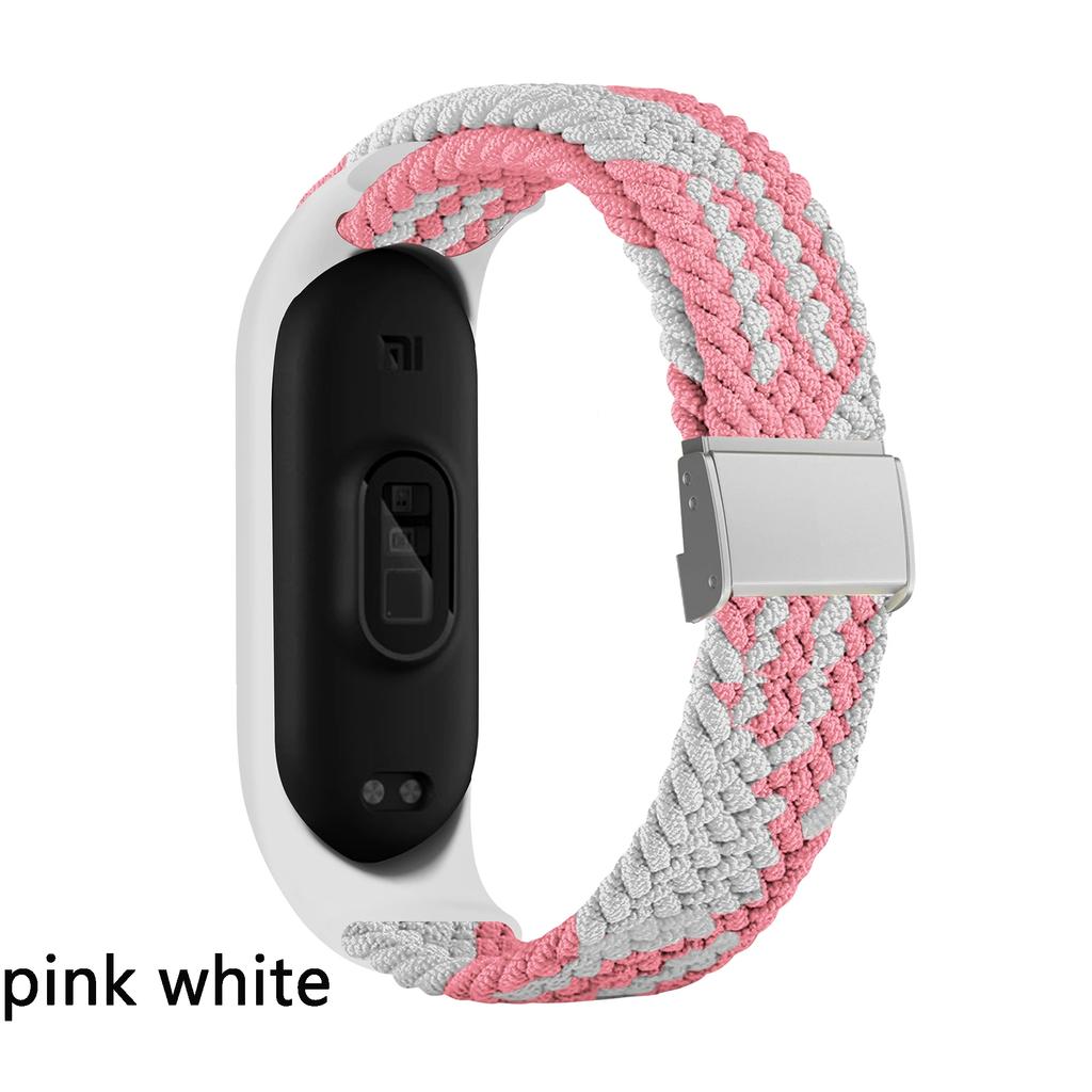 Nylon Braided Strap For Mi Band 7 6 5 Stainless Steel Buckle Elastic Adjustable Bracelet Band for Xiaomi Miband 4 3 5 6