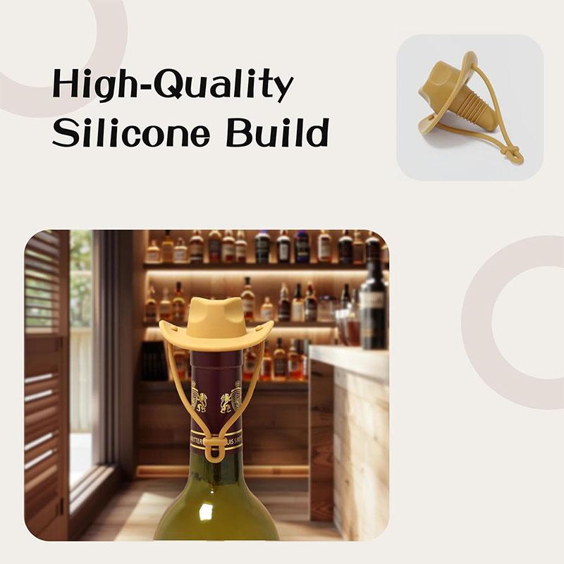 2 Pack Cowboy Hat Wine Stoppers Reusable Silicone Champagne Whiskey Stopper Leakproof Sealer Wine Tips Lids Christmas Gift