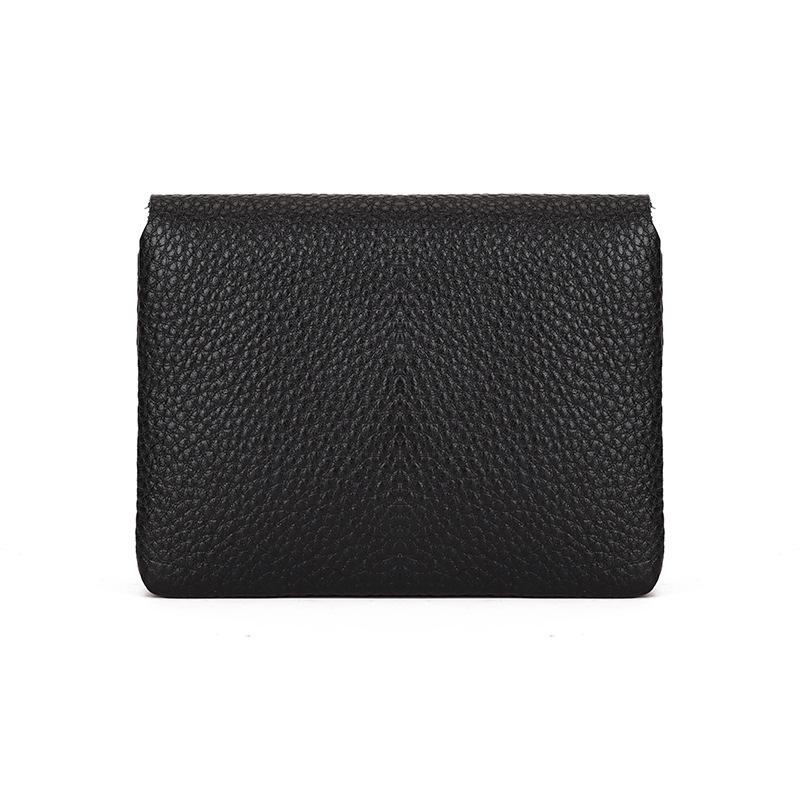 Lychee Pattern Soft Leather Unisex Coin Purse - Genuine Cowhide Card Holder & Storage Bag