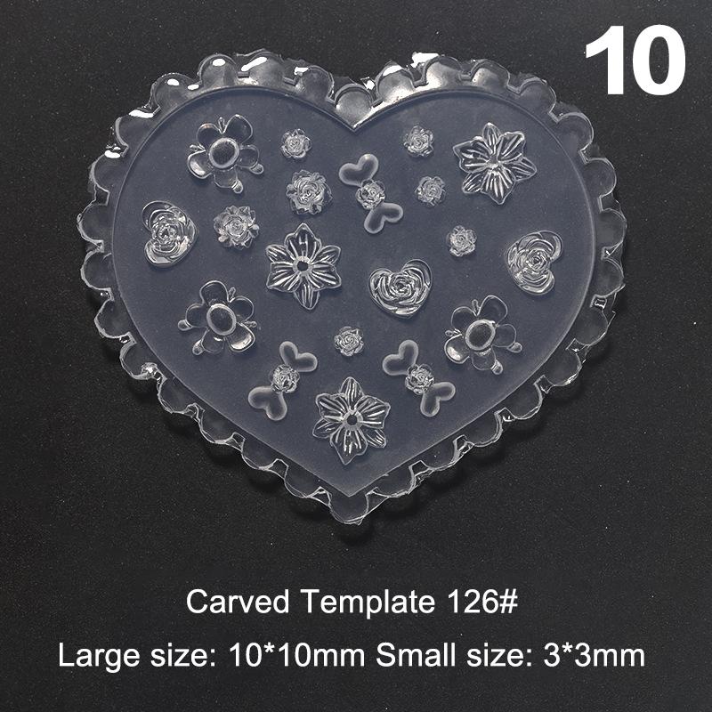 3D Nagel Carving Siliconen Transparante Sjabloon Mal Nail Art Diy Handgemaakt Gereedschap Kleine Kralen Polymeerklei Mal Manicure Decor