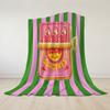 Sardines green pink stripe Flannel Blanket Warm Soft Halloween Christmas Couch Warm Cozy Decorative Decor Gift for All Season