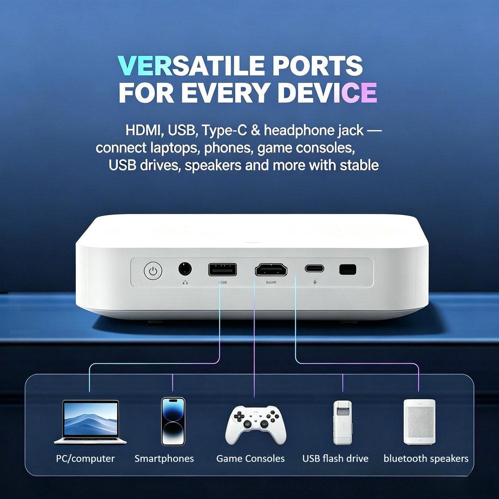 Vivicine S500 tragbarer Android 13 DLP 4K Projektor nativer 1080P Projektor Autofokus in 15000mAh Akku für Kino Outdoor Camping