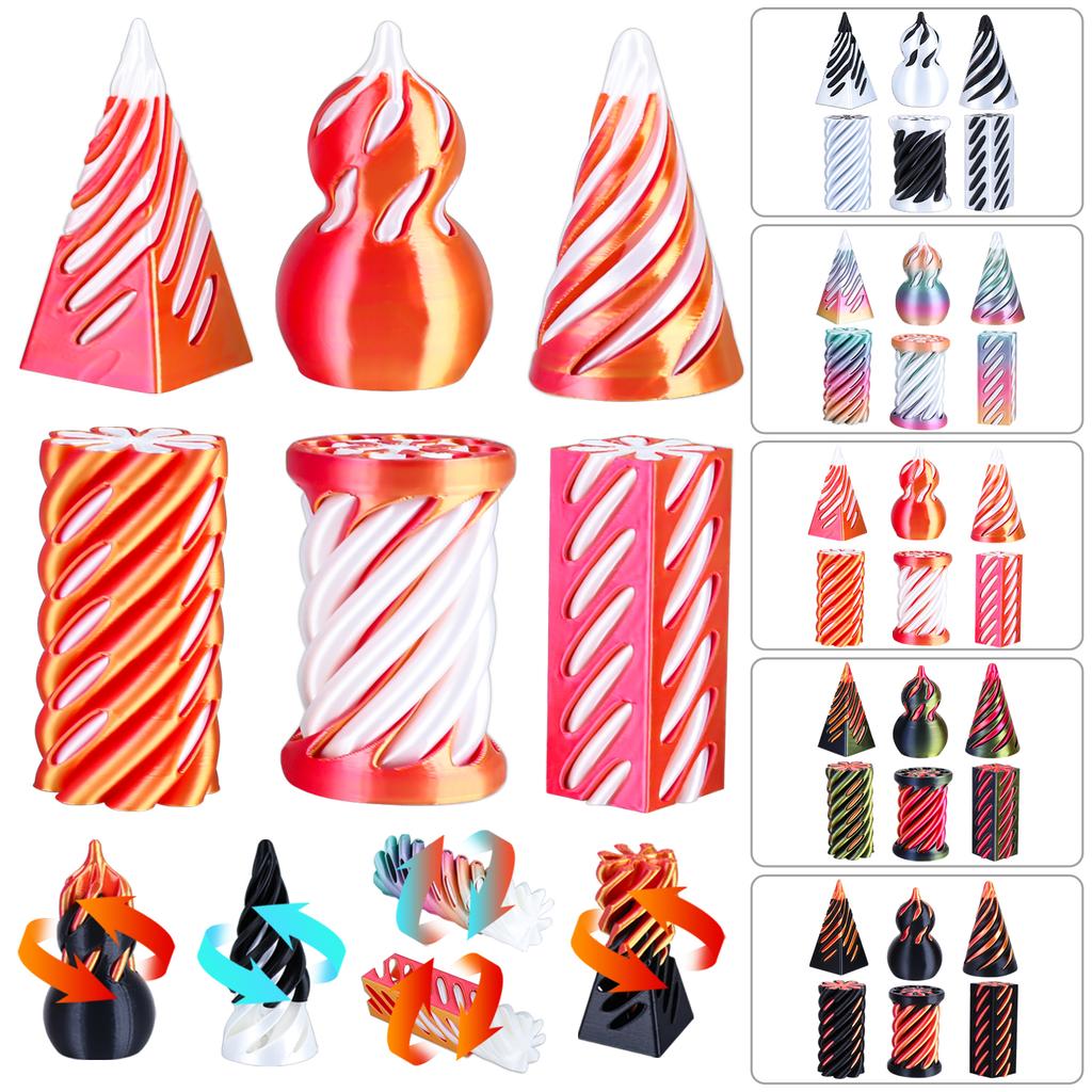 3D Printed Spiral Cone Toy, Impossible Pass Through Square Pillar Puzzle, Fidget Helix Vortex Illusion Stress Relief Desk Gadget