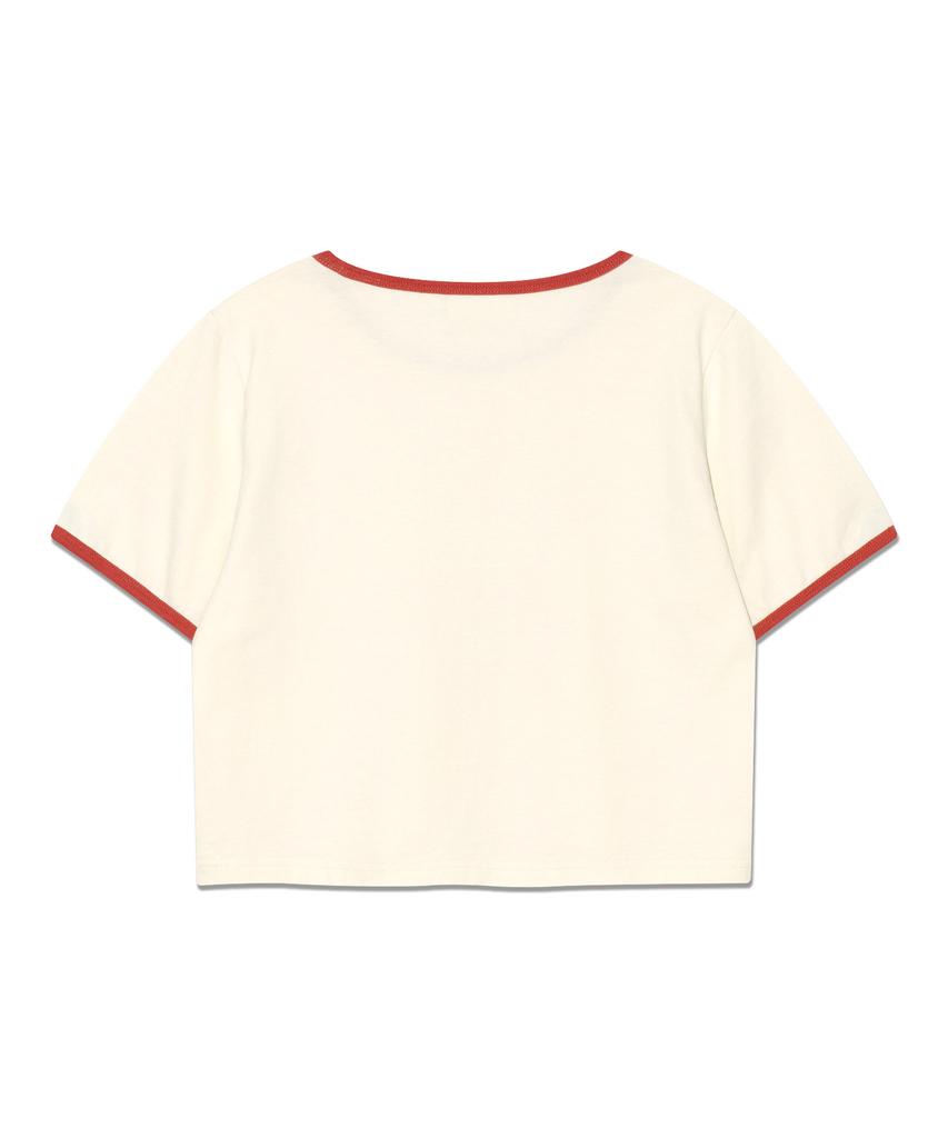 LEE Women Graphic Ringer Crop T-Shirt Cream