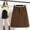DIMANAF 2025 Plus Size Autumn Winter Women Skirts Short Corduroy Elastic Waist Trousers Oversize 5XL Black Thicken