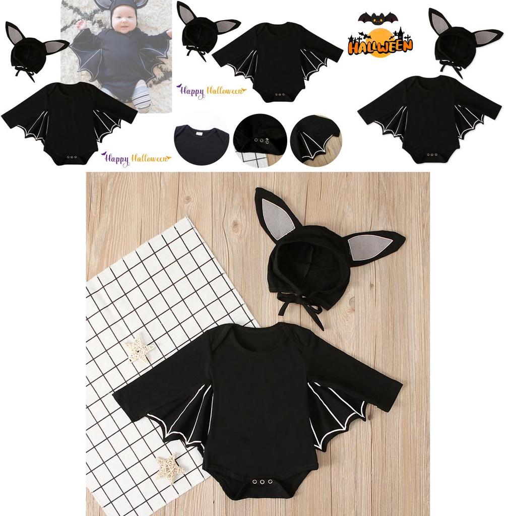 Boys And Girls European And American Style Halloween Batman Hat Long Sleeve Jumpsuit Set