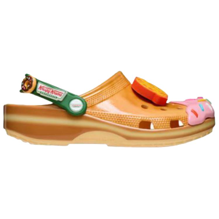 Crocs Krispy Kreme X Classic Clog Glazed Doughnut Unisex Sneakers Tan Green 211443-78Z