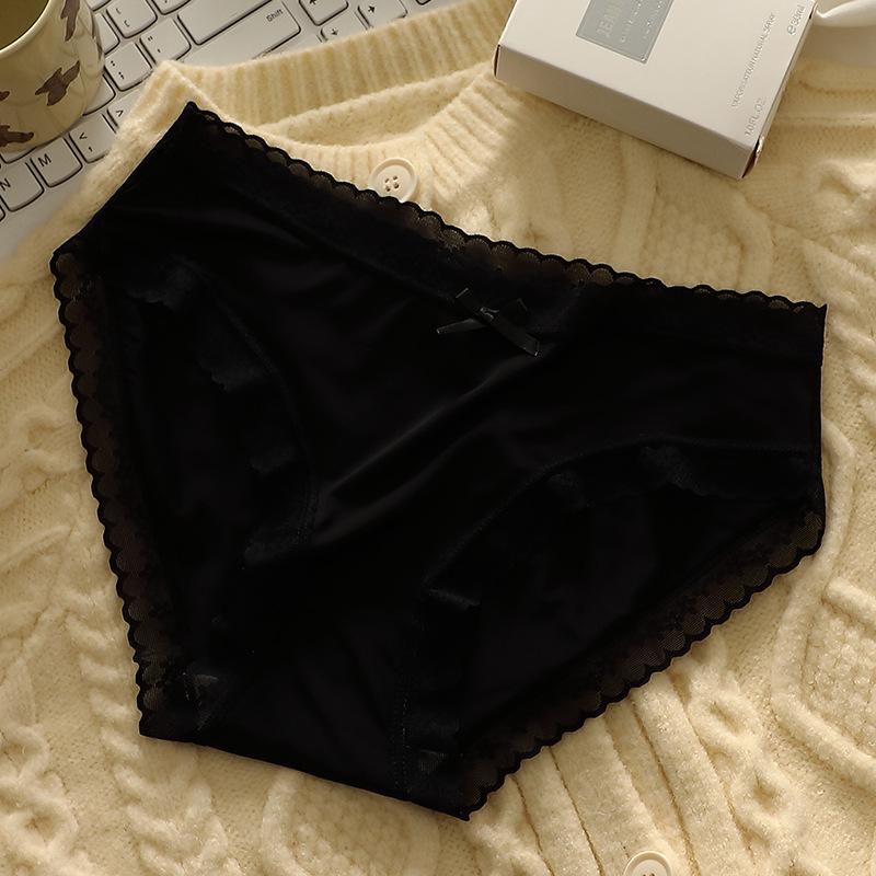 

Женские сексуальные кружевные трусики Ice Silk бесшовные трусики нижнее белье дышащее быстросохнущее нижнее белье M-XL XL чёрный