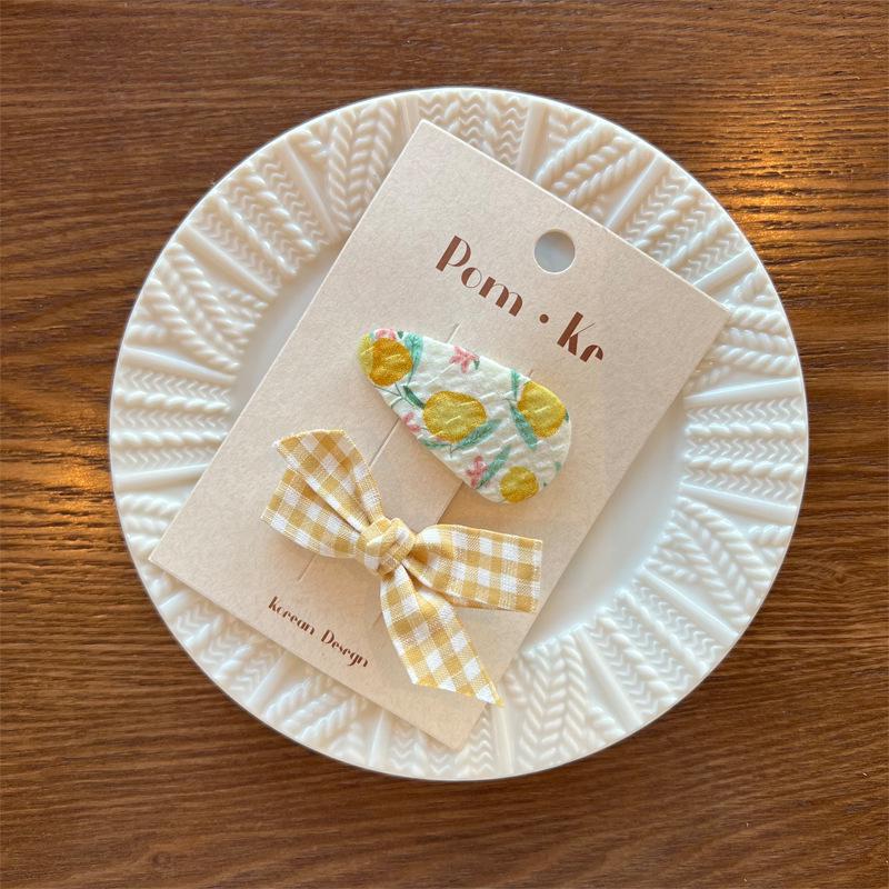 

Korean Plaid Bow Hair Clip - Cute Cream Fabric Hairpin for Girls