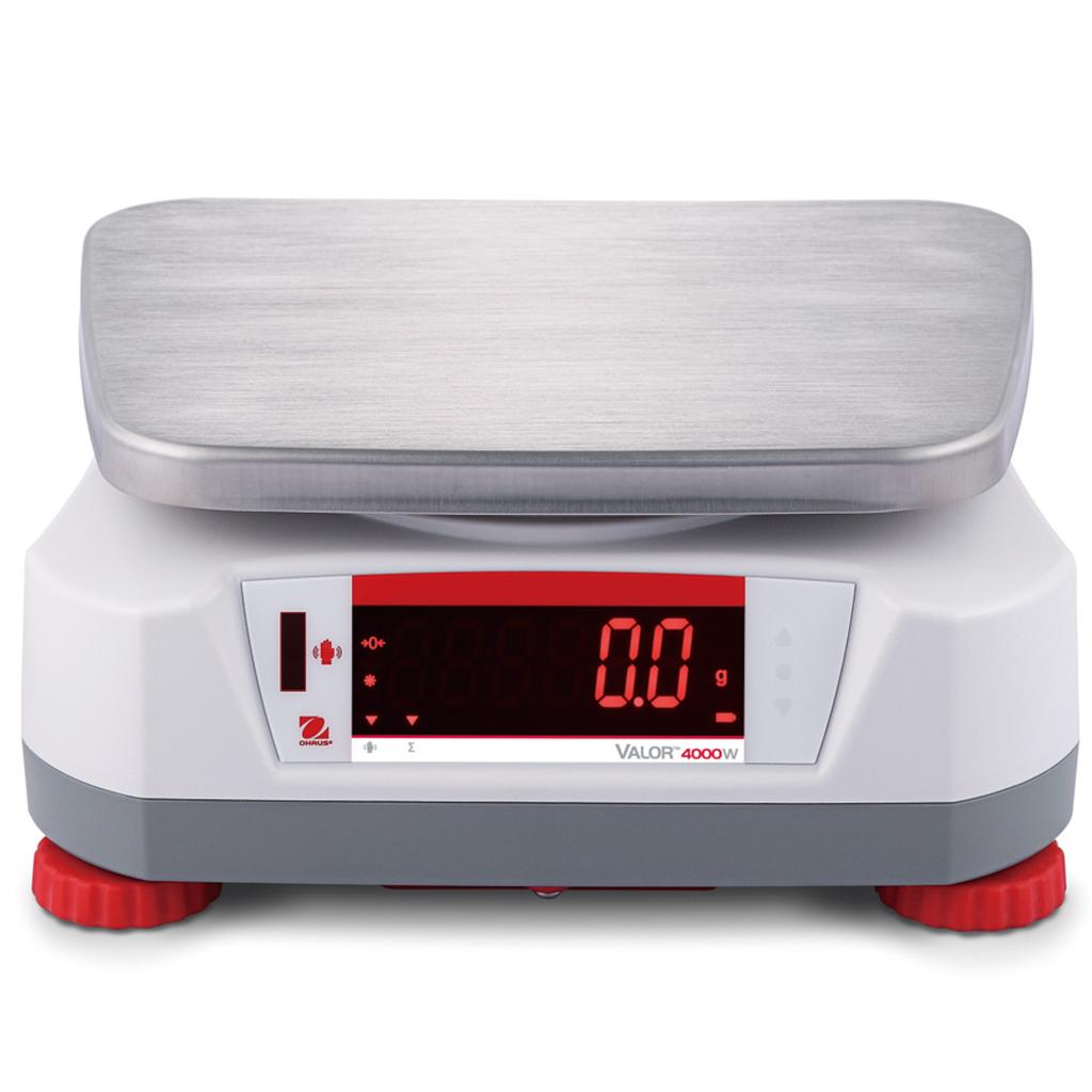 Bilancia VALOR 4000 con omologazione per cucina ristorazione impermeabile IP68 LED 15Kg 5g OHAUS V41PWE15TM
