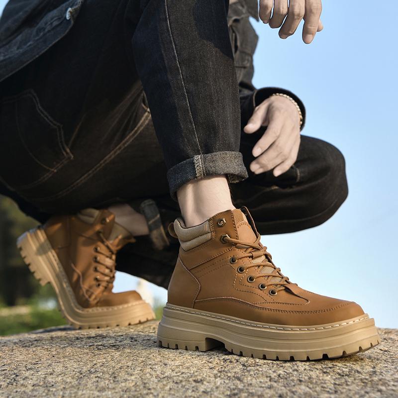 2024 Autumn/Winter New Men's Luxury Boots Comfortable Breathable Waterproof, Fashionable Men's Comfortable Work Motorcycle Boots