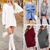 Mehrfarbiges Strickkleid mit V-Ausschnitt und lockerem Schnitt