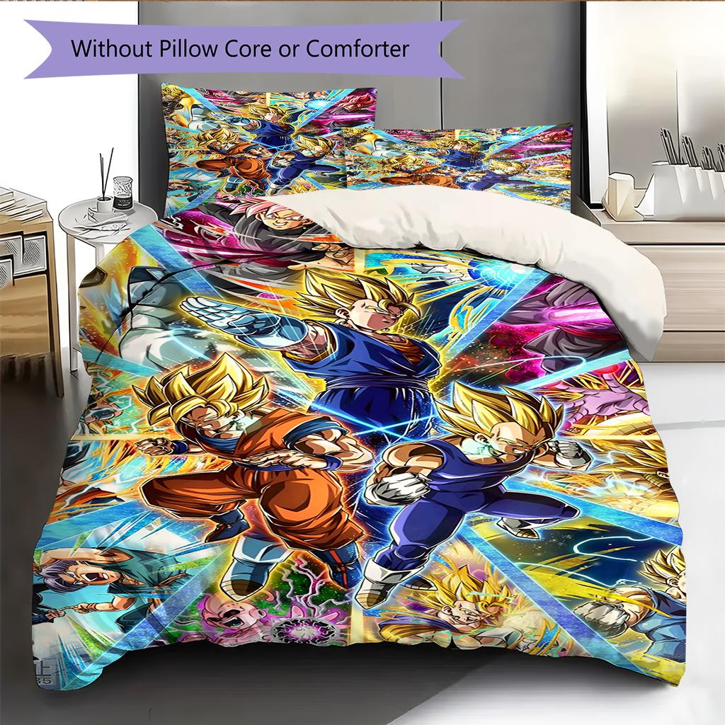 Juego de Ropa de Cama con Estampado de Dibujos Animados Colcha Funda de Colcha Funda de Almohada Decoración del Hogar Regalo de Cumpleaños (1 * funda nórdica + 2 * fundas de almohada, sin núcleo)