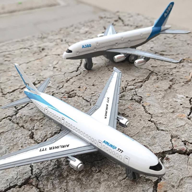 1/2Pcs Inertia Airplane Airliner Toys Children Simulation Alloy Pull Back Airplane Toy Model Boys Gift Desktop Ornament