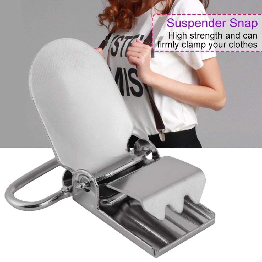 20pcs Rugged Fasteners Metal Suspenders Clips Silver Metal Adjustable Fastener Accessory