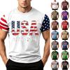 Men's Loose Fit Short Sleeve T Shirt USA Flag Print Casual Summer Daily Wear Crew Neck Top for Outdoor Activities