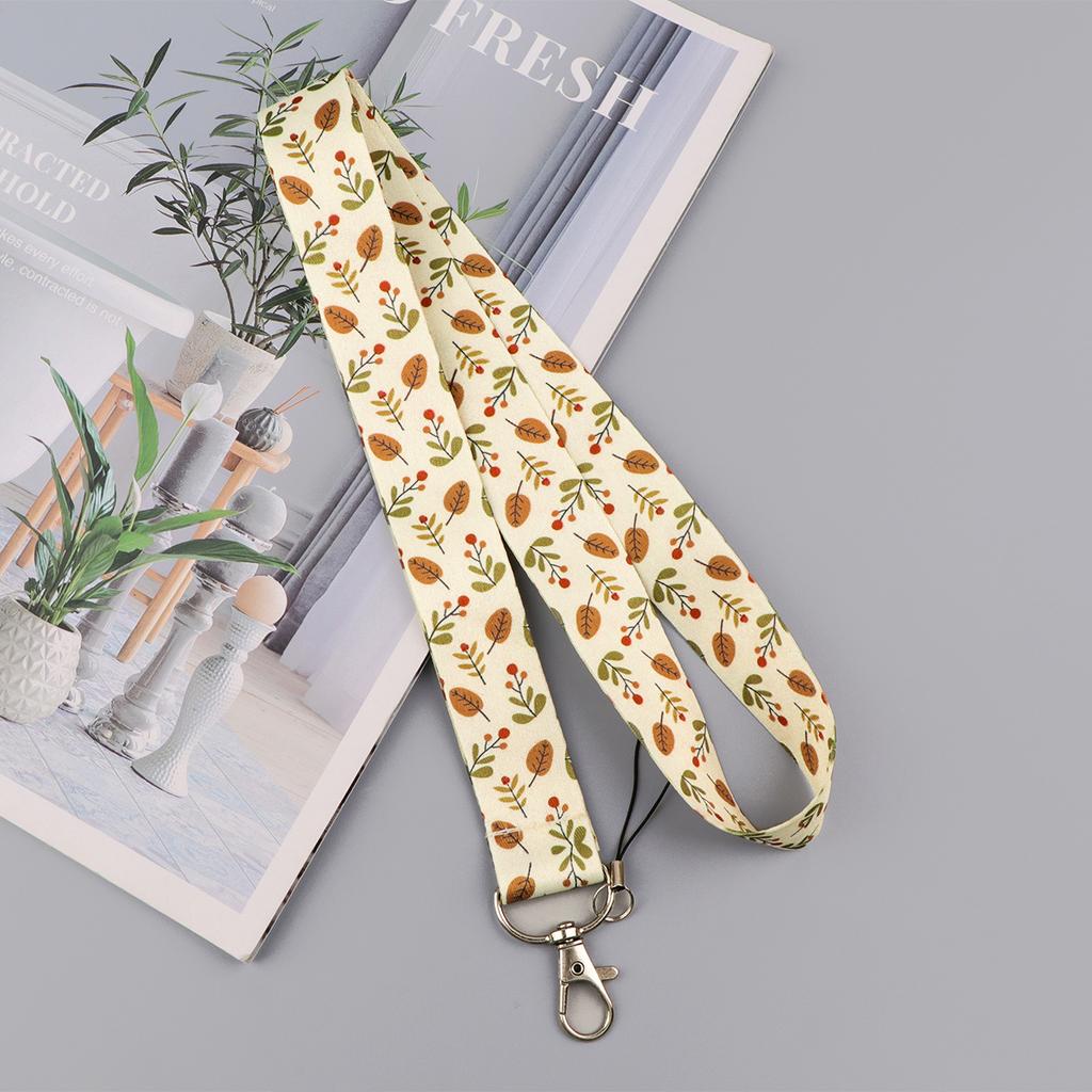 1 Stück Langlebiges Polyester-Multifunktions-Halsband mit Blattmuster & geteiltem Schnallenkopf - Schlüsselhalter für Ausweise/Kreditkarten, Handy-Zubehör