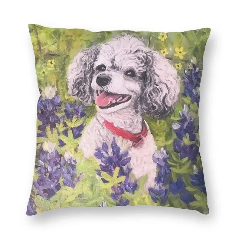 Pink Convertible Pillowcase White Poodle Home Decor Dog Lover Sofa Cushion Cover Living Room  Bedroom