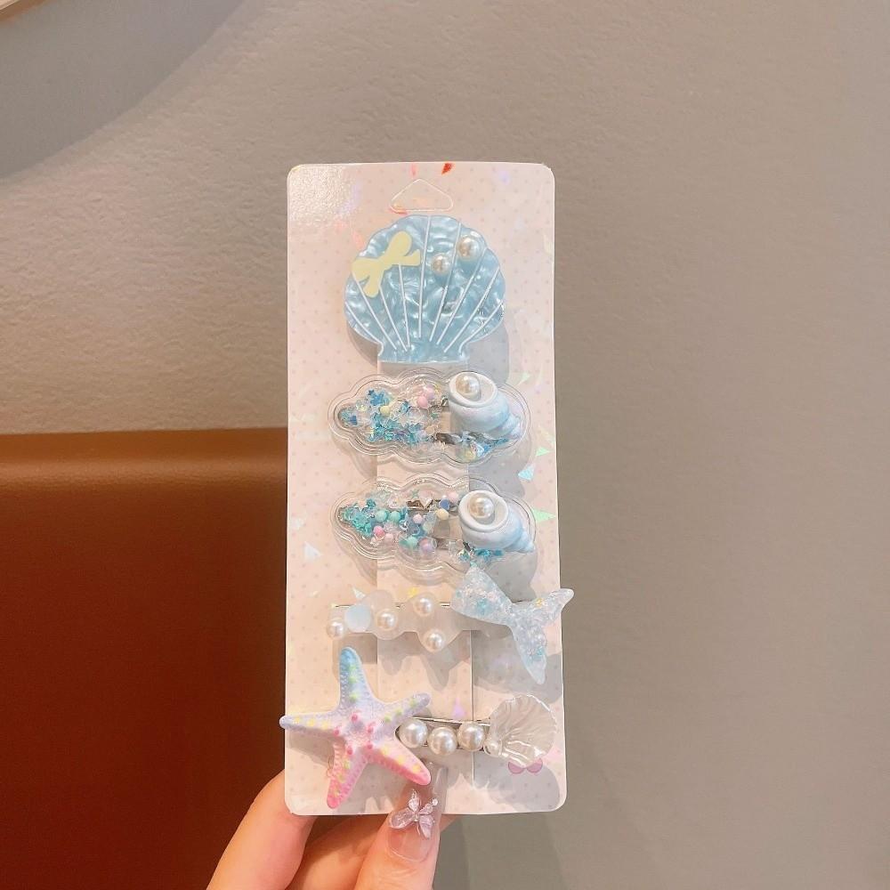 5pcs/Set Side Clip Style Shell Hair Clips Sweet Headwear Cute Princess Bangs Hairpins For Girls A
