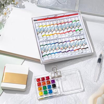 Yousheng Mini Aquarellfarbkasten Taschenkünstler Reiseset 8/15-Farben Palette Walnussholz Metallclip Tragbarer Aquarellstift