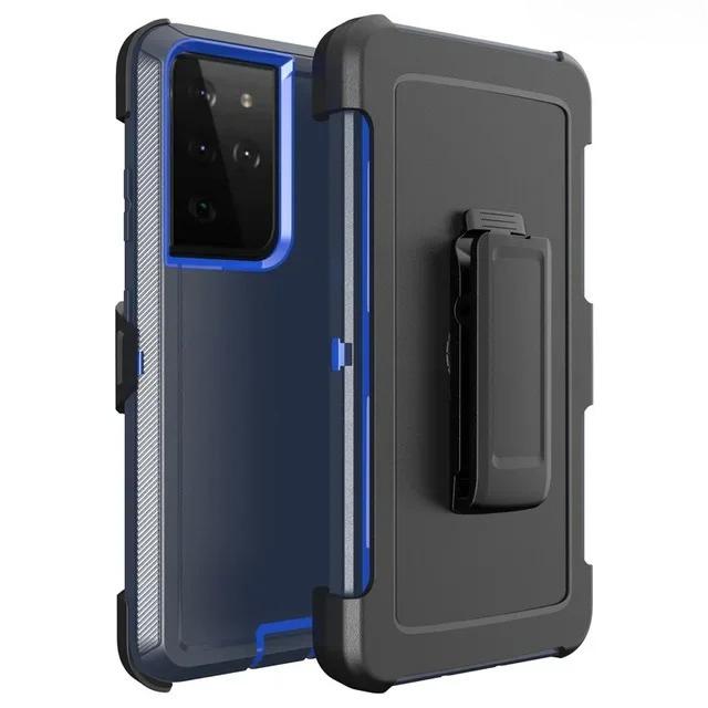 3-in-1 Military Armor Shockproof Phone Case For Samsung S25 S24 S23 S22 S21 S20 Ultra Plus Note20 Otter Case Box Belt Clip Cover