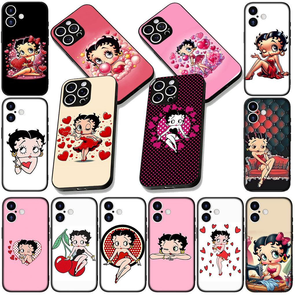 Soft Phone Cover for Apple iPhone 17 16 14 15 Pro Max Plus 15+ 16E XR ProMax Air Case B-Bettys Cartoon B-Boops Anime Casing