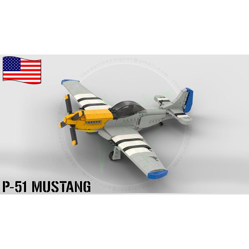 Платиновый Кирпич MOC-130599-2 Модель истребителя P-51 Mustang времен Второй мировой войны - 1:3 шкалы